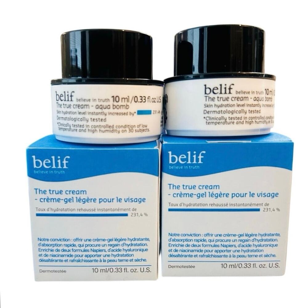 NIB belif Aqua Bomb Moisturizer 2 Pack 10mL Travel Size K Beauty
